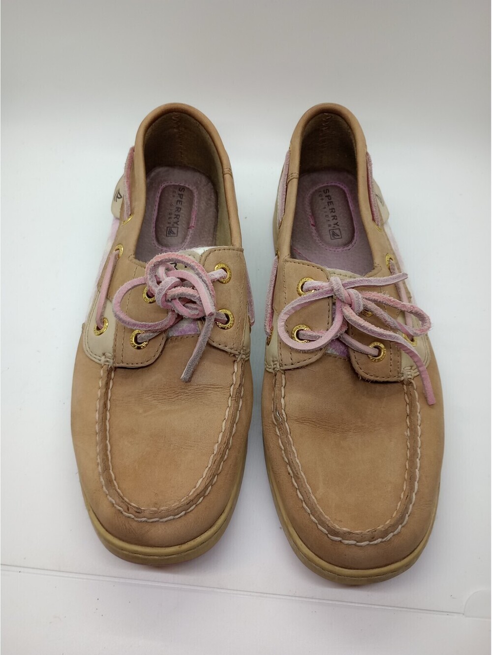 Sperry Top-Siders Women’s Shoes Size 7.5 M Suede Beige Pink Boat Lace 208